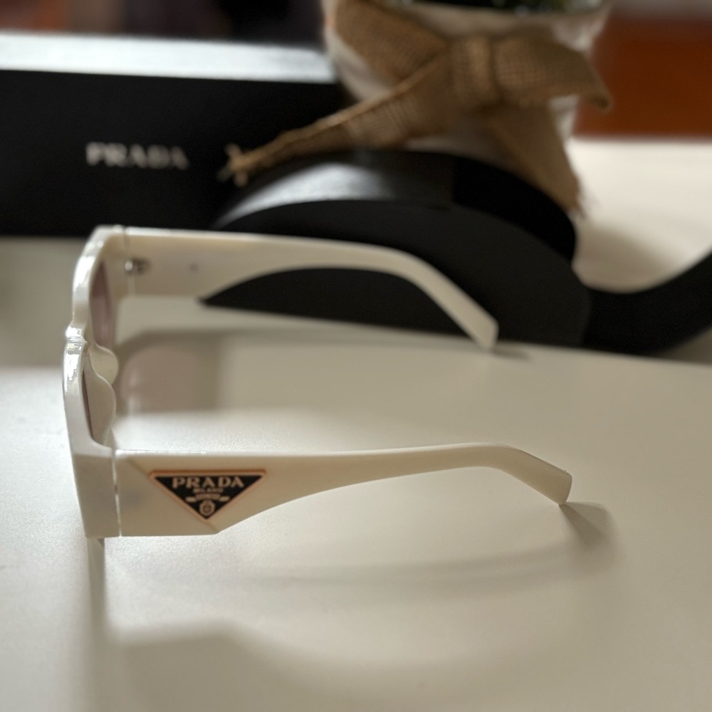 Prada Ivory Sunglasses with Logo Accent